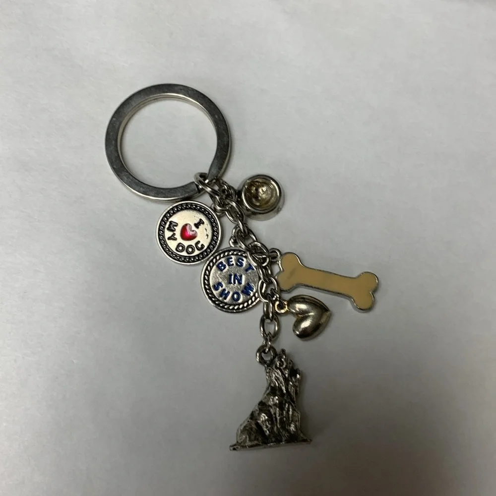 Stainless non skid Small Dog Dish With Raised Paws and key chain